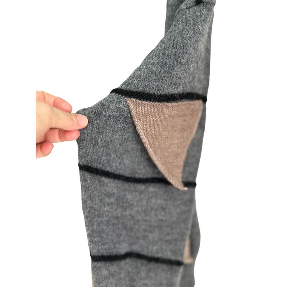 Italia 2000 Gray Patchwork Wool Knit Sweater With… - image 4